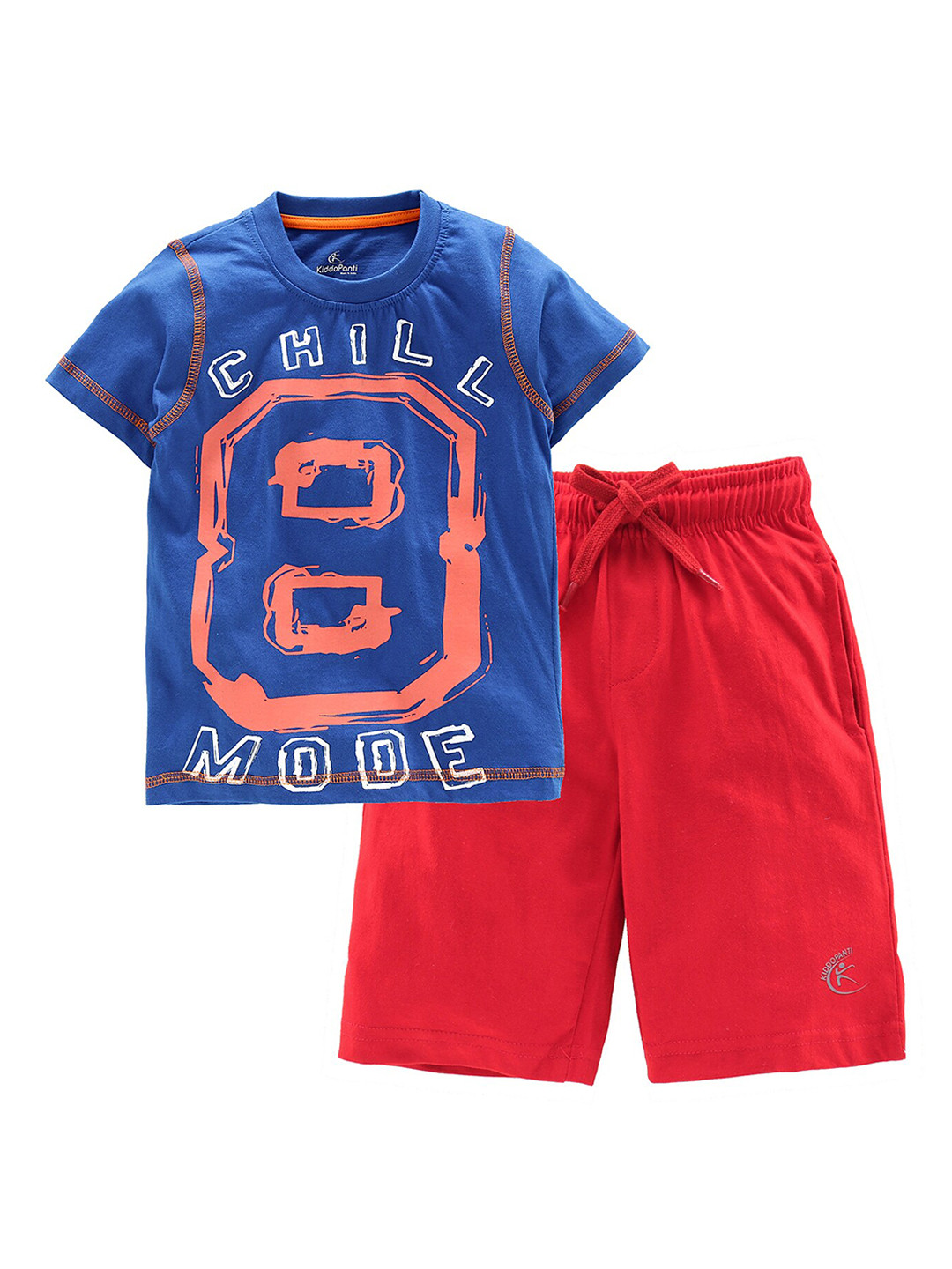 

KiddoPanti Boys Blue & Pink Printed T-shirt with Shorts