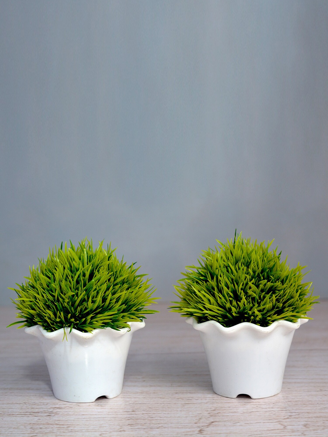 

fancy mart Set of 2 Green Artificial Grass Topiary
