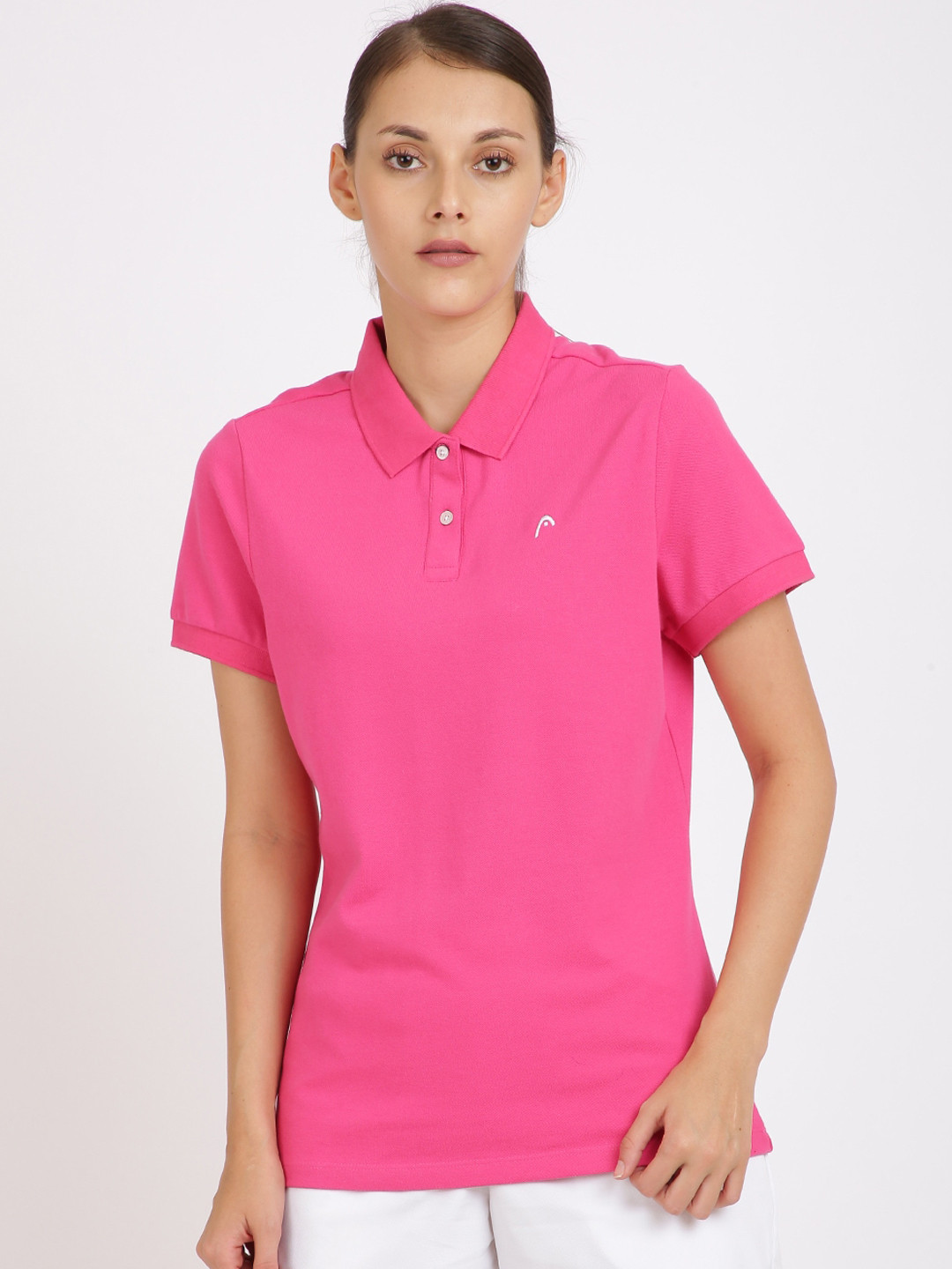 

Head Women Pink All Day Polo Neck Slim-Fit Sports T-shirt