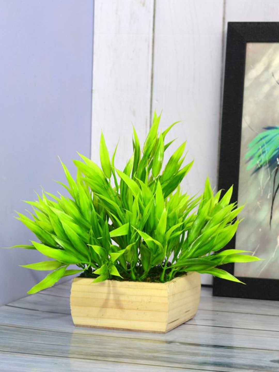 

fancy mart Green & Brown Artificial Bamboo Leaves In Pot