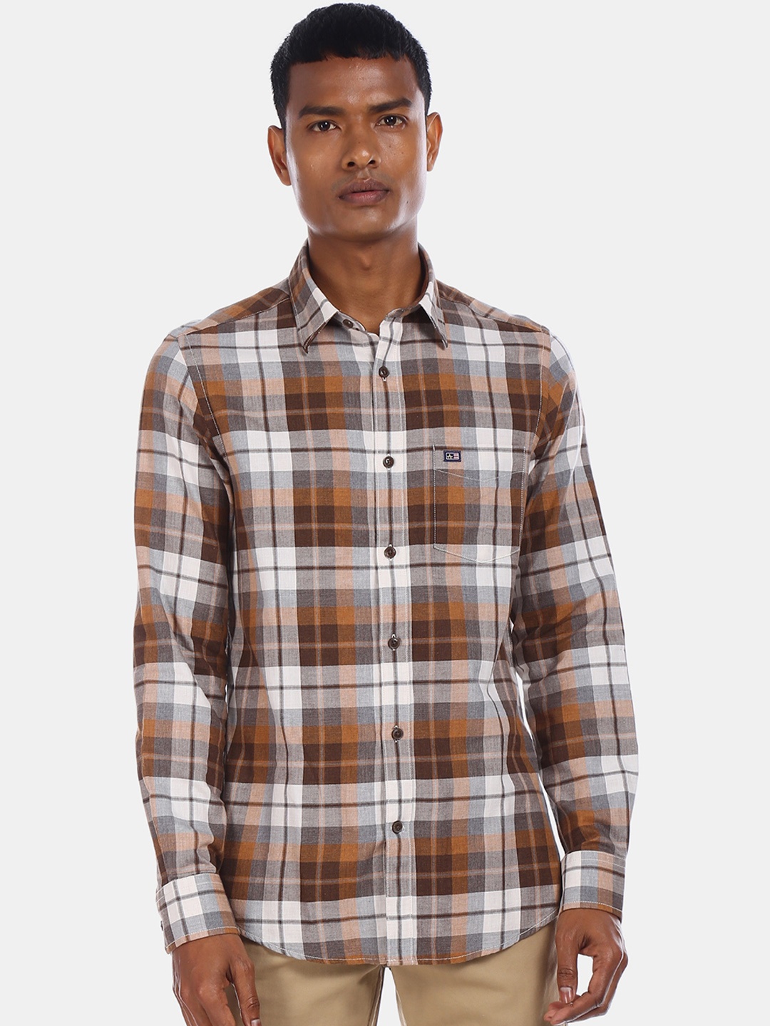 

Arrow Sport Men Brown Regular Fit Checked Casual Shirt