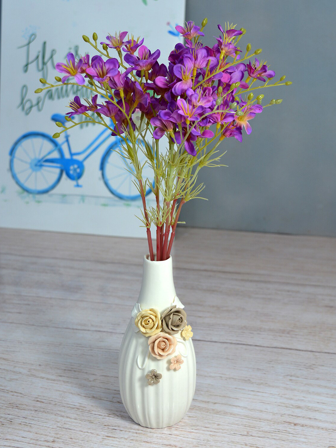 

fancy mart Purple & Green Artificial Vas Flowers Bunch