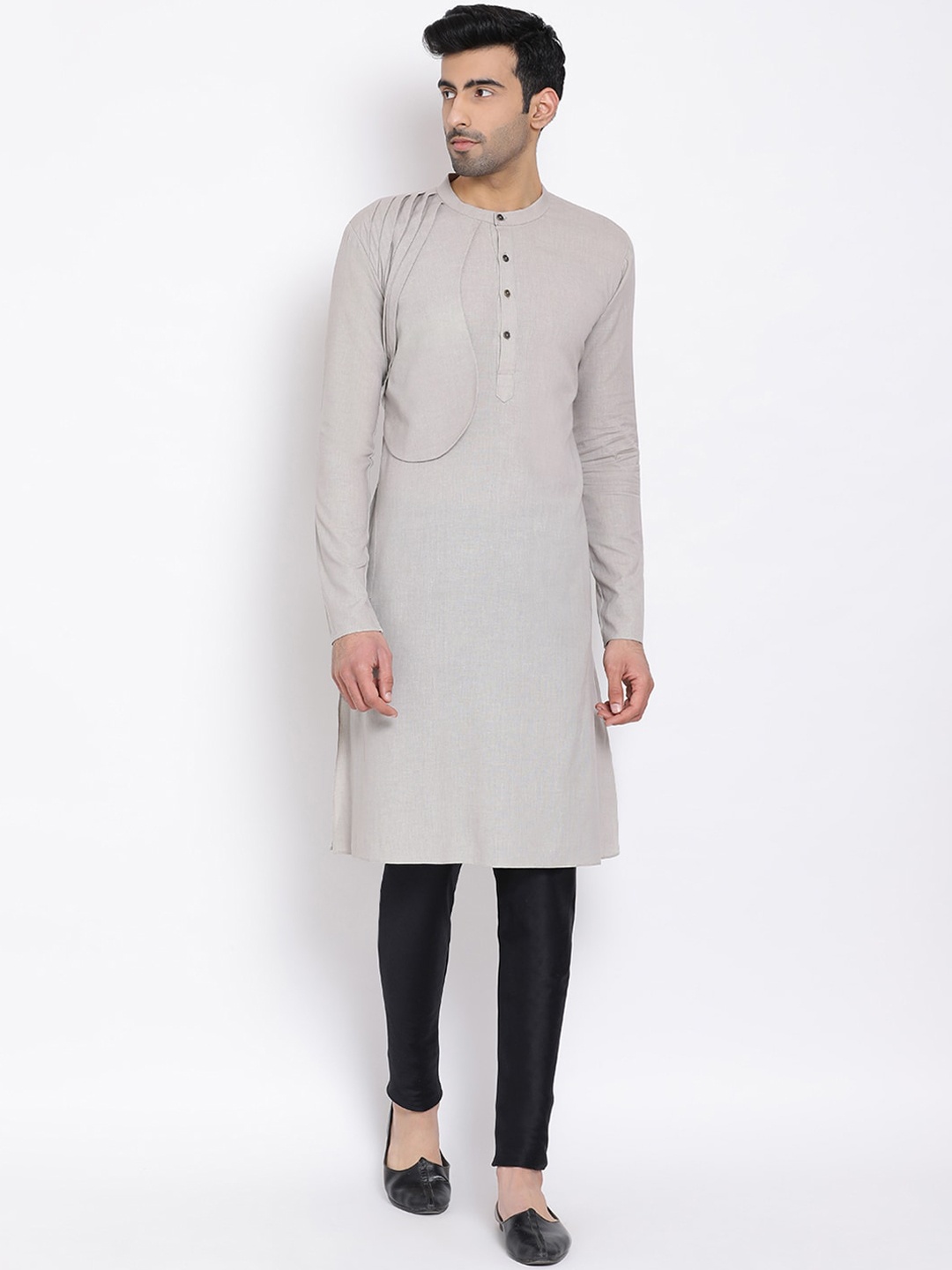 

DEVOILER Grey Solid Kurta