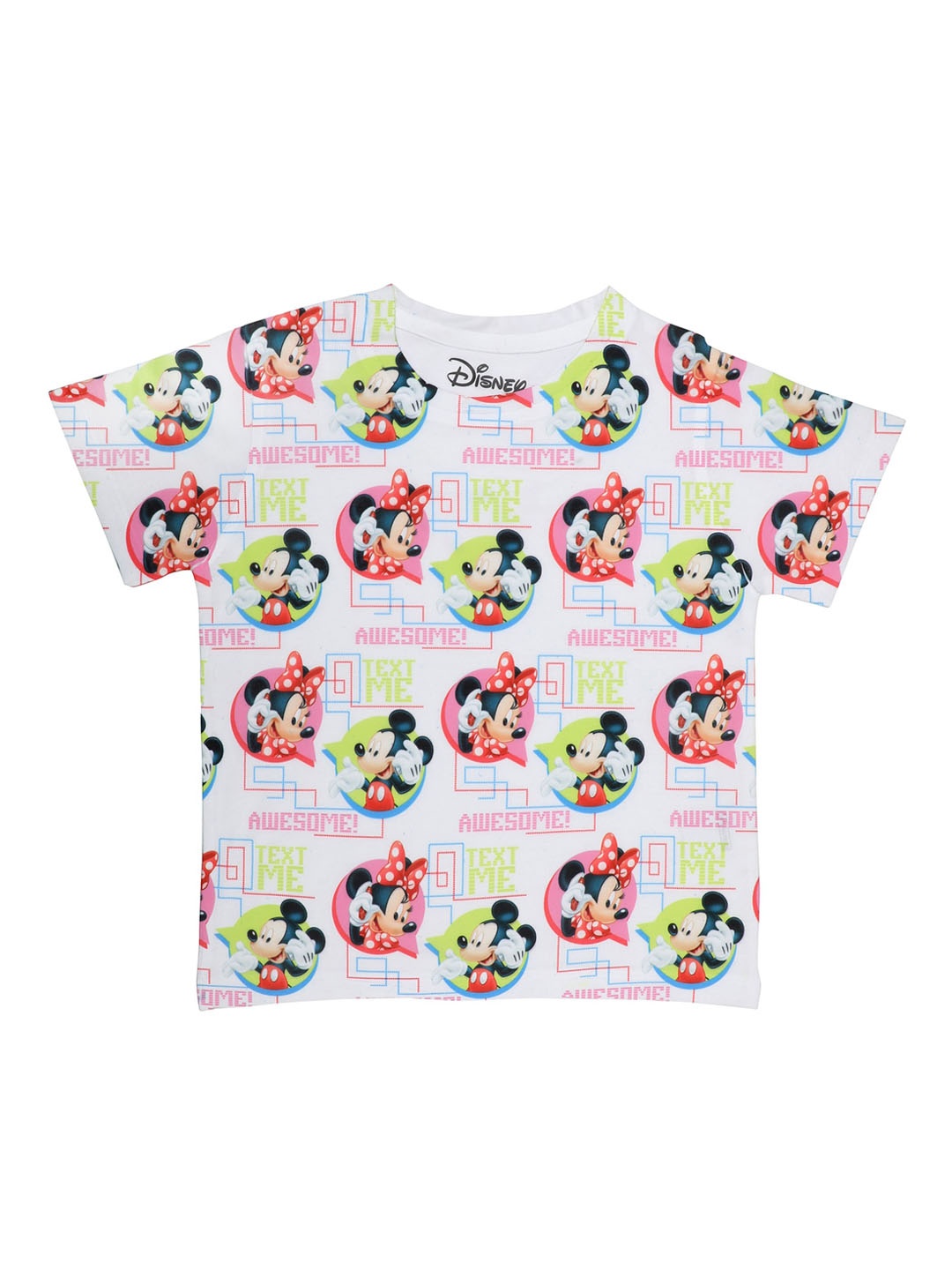 

Disney by Wear Your Mind Boys White Mickey Mouse Printed Round Neck T-shirt