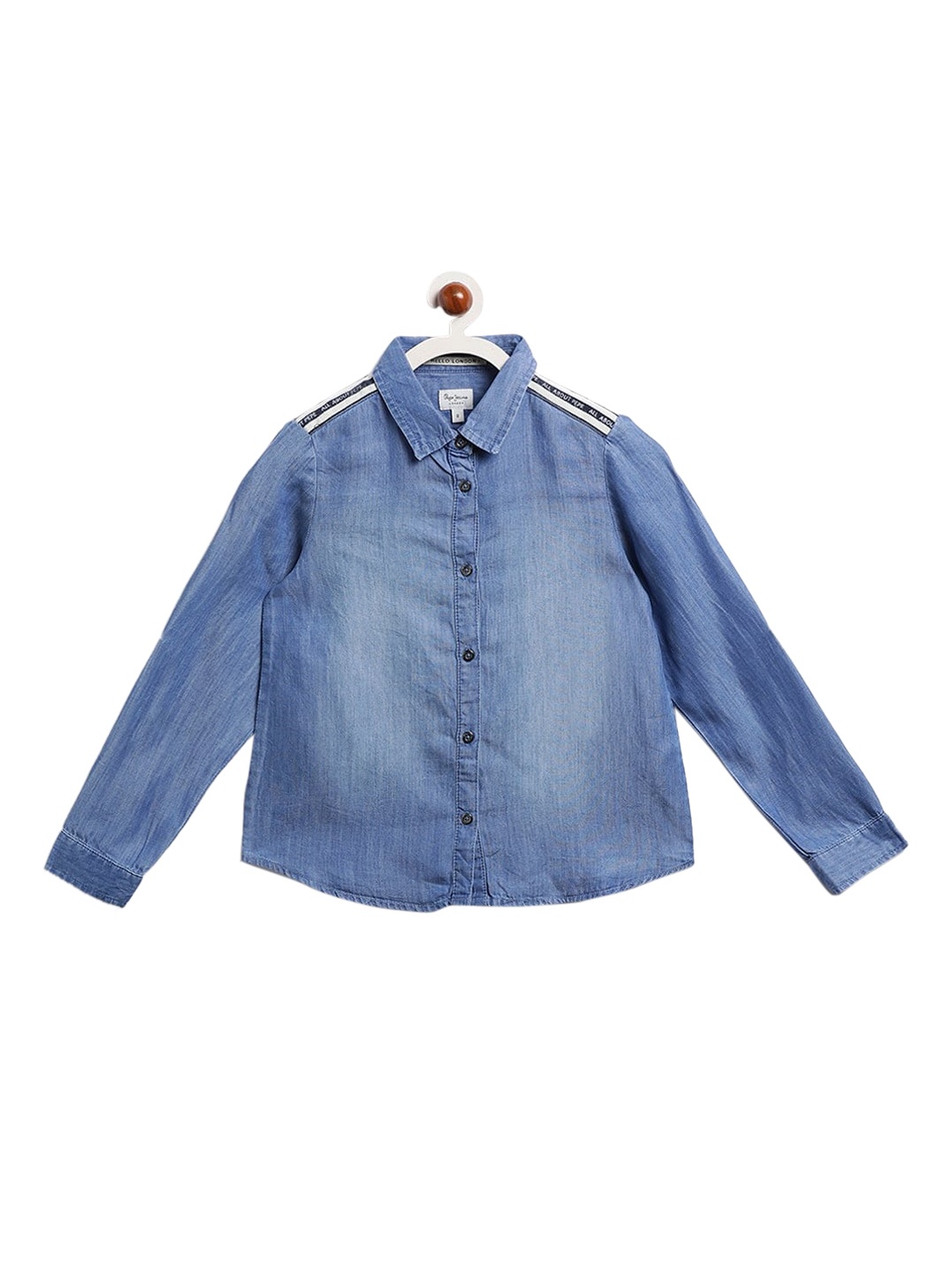 

Pepe Jeans Girls Blue Regular Fit Solid Casual Shirt