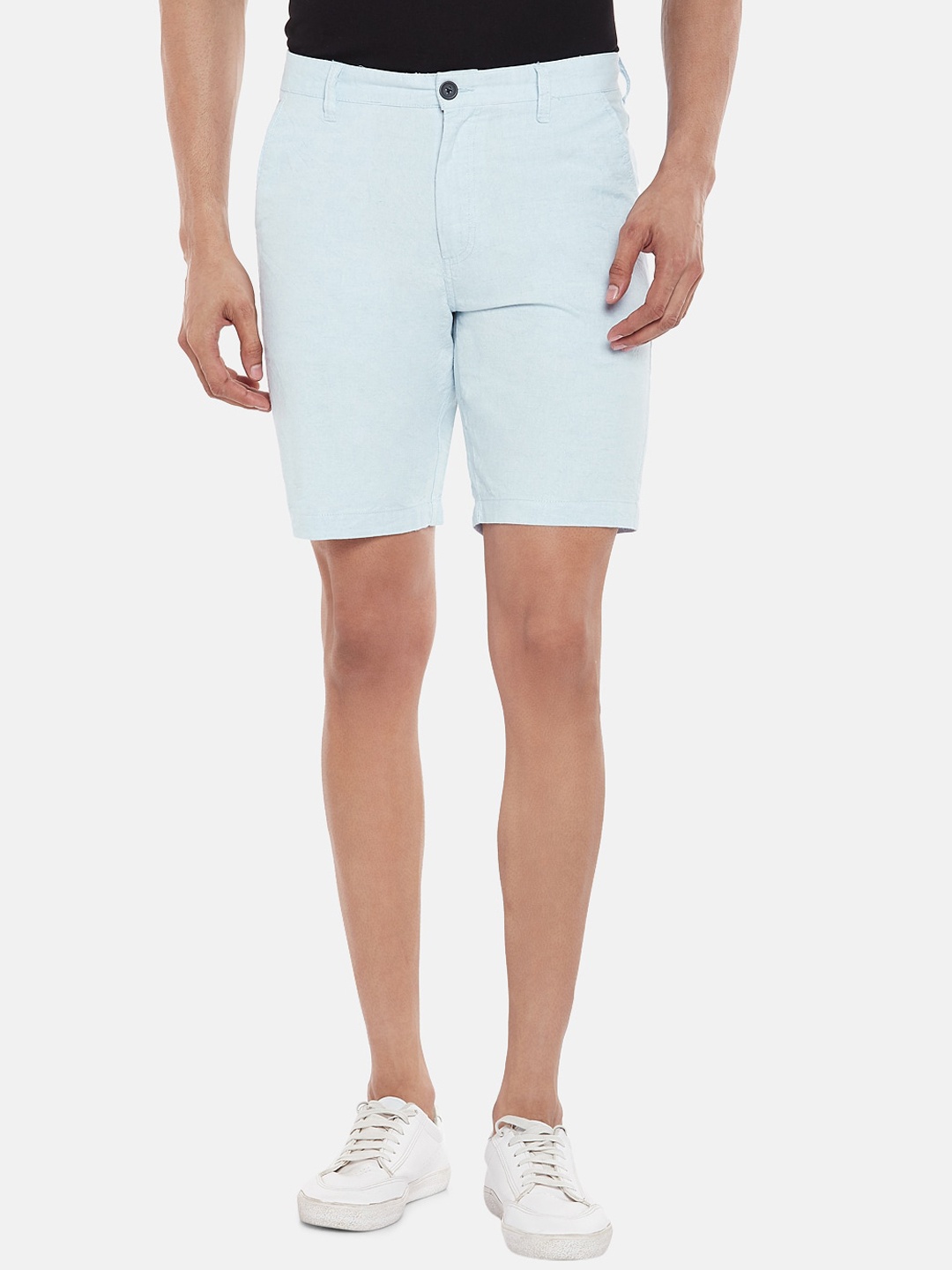 

BYFORD by Pantaloons Men Blue Solid Slim Fit Regular Shorts