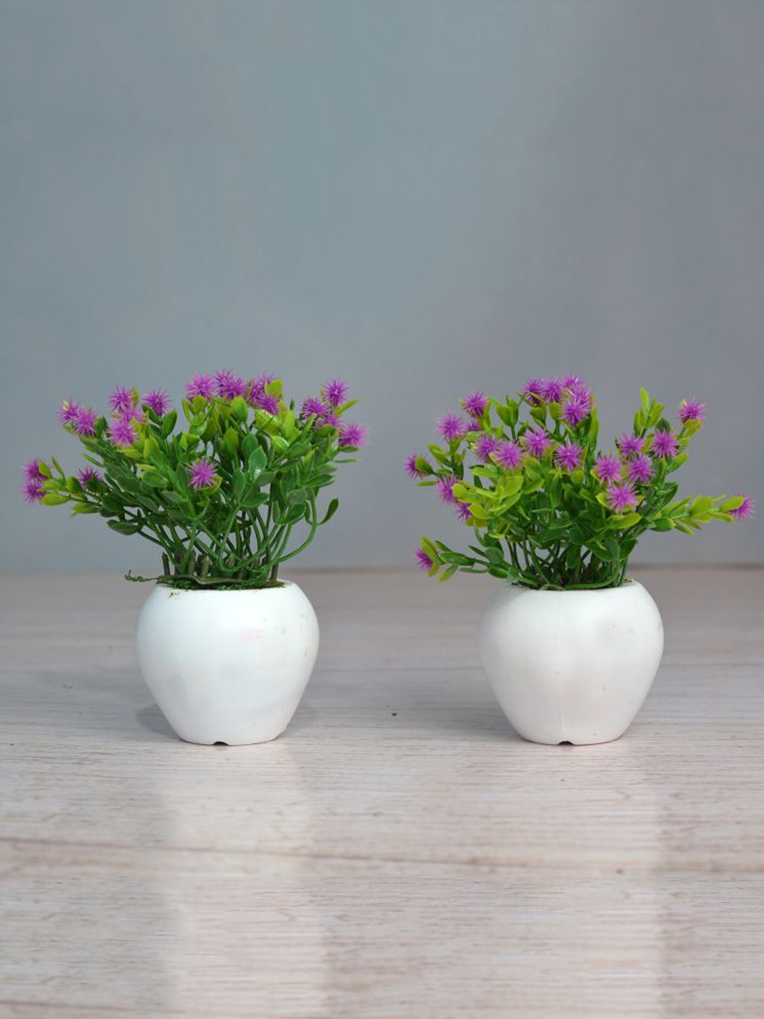 

Fancy Mart Set Of 2 Purple & Green Artificial Mix Bonsai in Small Apple Pot