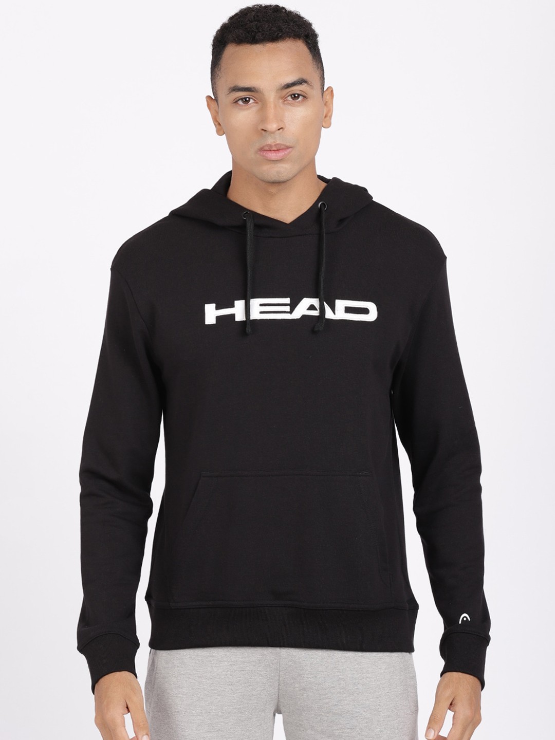 

Head Men Black Printed Hooded Sweatshirt