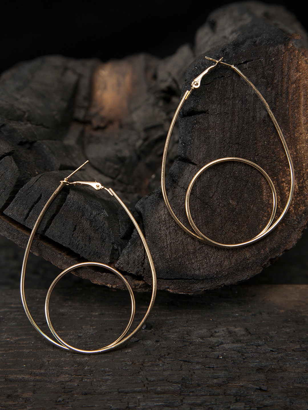 Mali Fionna Gold-Toned Contemporary Handcrafted Drop Earrings