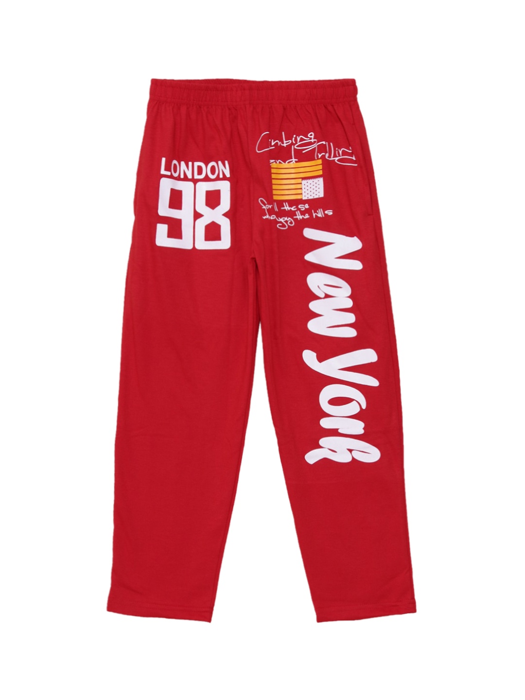 

Sweet Angel Boys Red & White Solid Straight-Fit Track Pants
