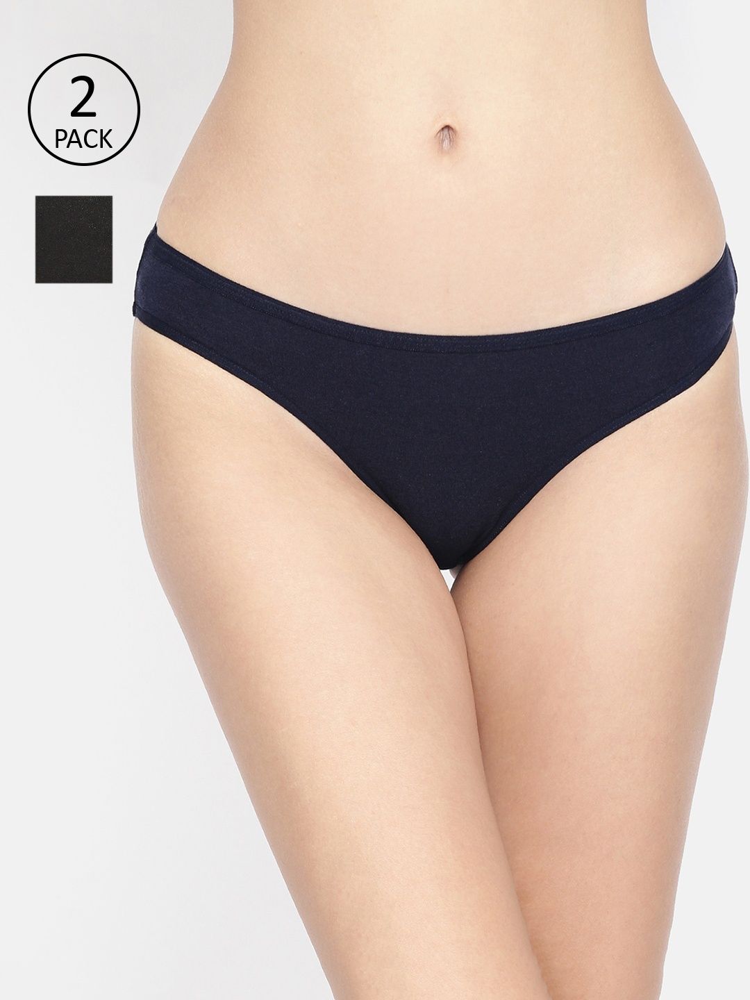 

Inner Sense Women Pack Of 2 Solid Antimicrobial Bikini Sustainable Briefs IMPC004, Black