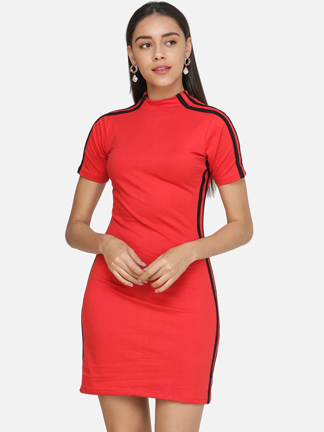 

SCORPIUS Women Red Solid Bodycon Dress