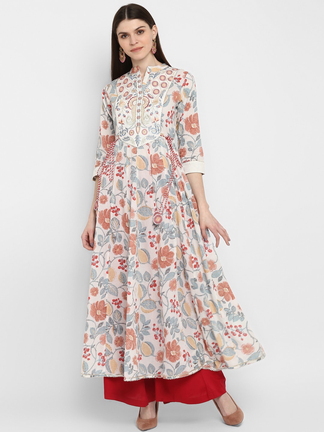 

Vbuyz Women Off-White Printed Anarkali Kurta