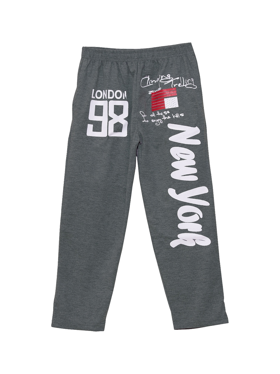 

SWEET ANGEL Girls Charcoal Grey & White Solid Straight-Fit Track Pants