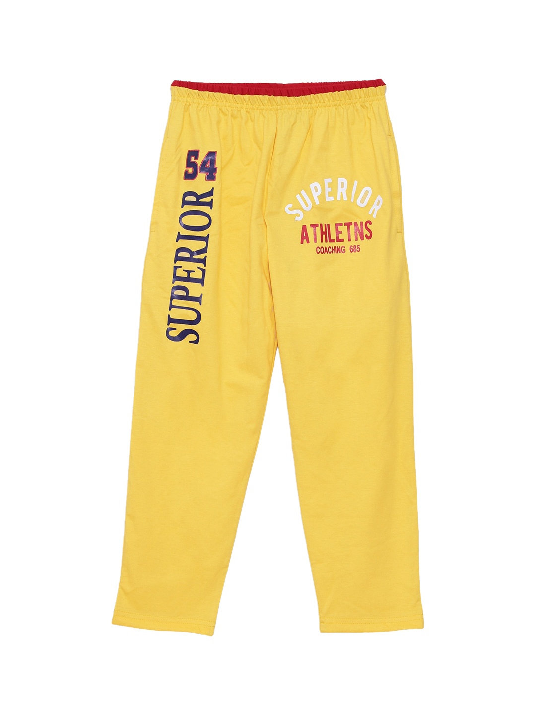 

SWEET ANGEL Girls Yellow & Blue Printed Straight Fit Outdoor Track Pants