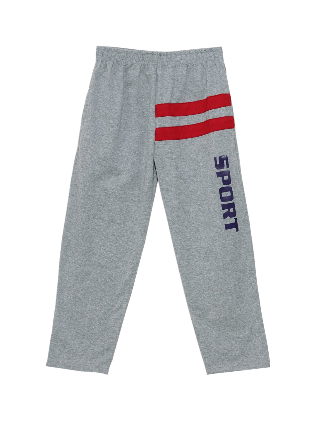 SWEET ANGEL Girls Grey Melange & Red Solid Straight-Fit Track Pants