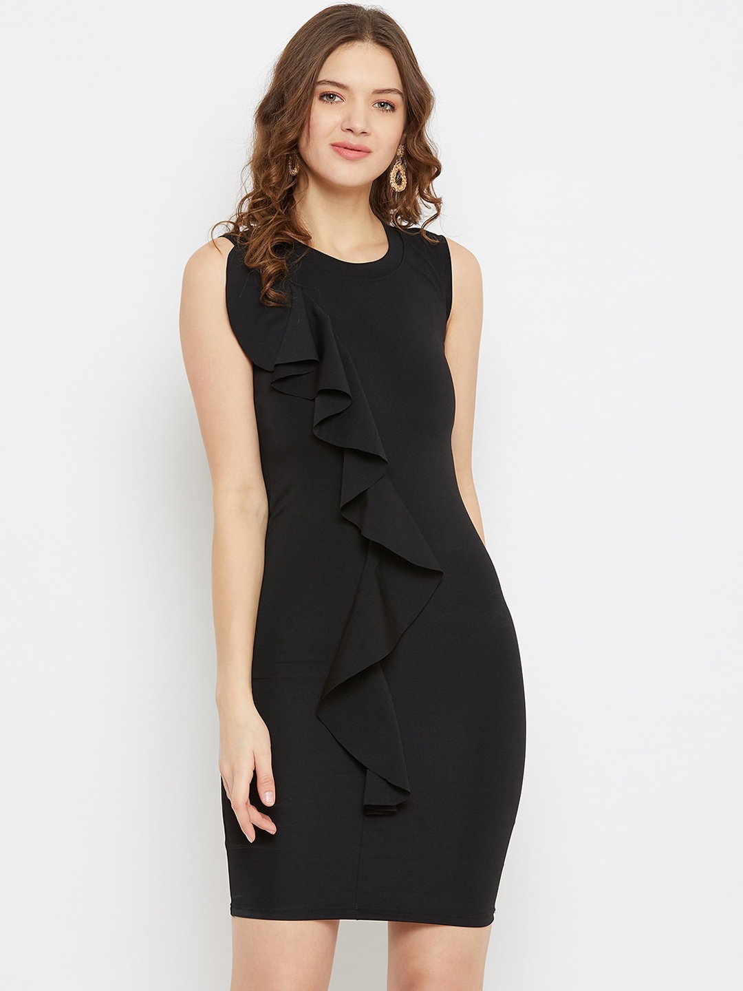 

U&F Women Black Solid Bodycon Dress