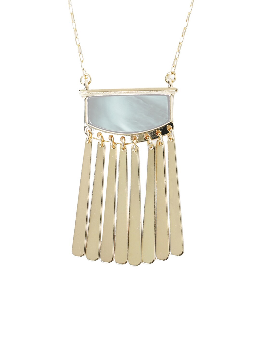 

AQUASTREET Gold-Plated & Grey Stone-Studded Pendant With Tassels