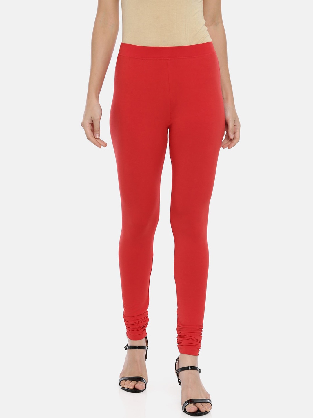 

Huggy Women Red Solid Churidar Length Leggings
