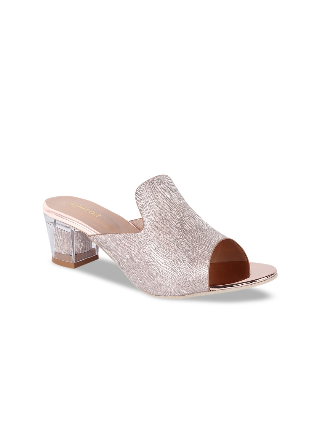 

ZAPATOZ Women Rose Gold Textured Mules