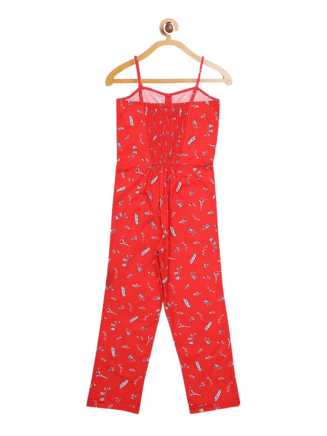 

ELLE Girls Red & Blue Printed Basic Jumpsuit