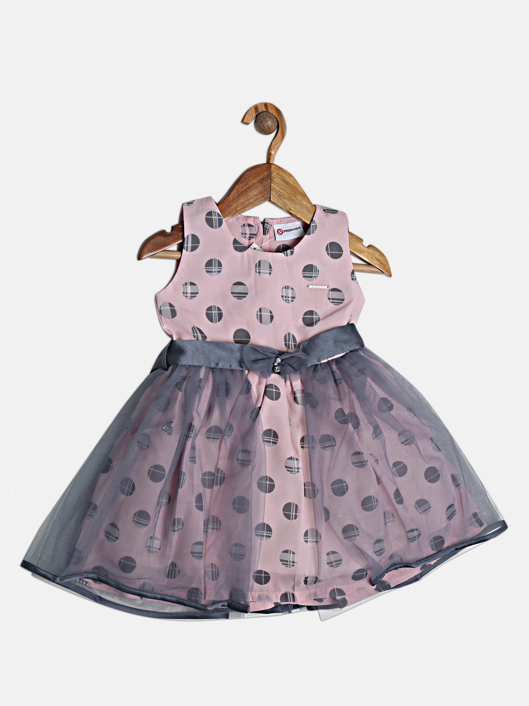 

Peppermint Girls Grey Printed Fit and Flare Dress