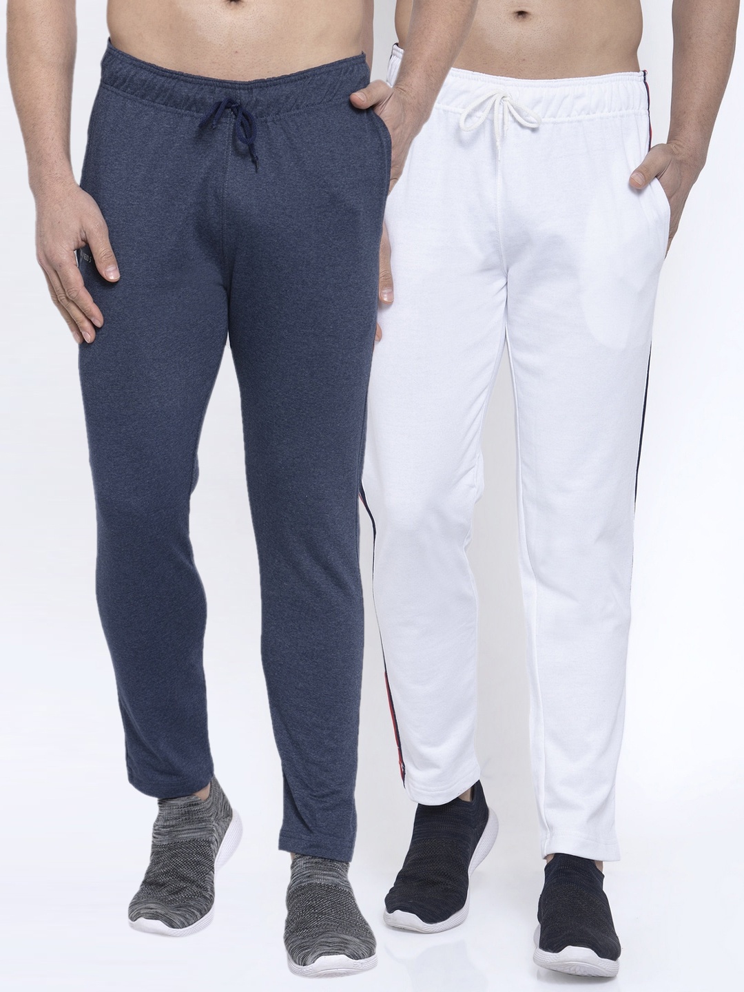

NEUDIS Men Pack Of 2 Solid Structured Fit Track Pants, White