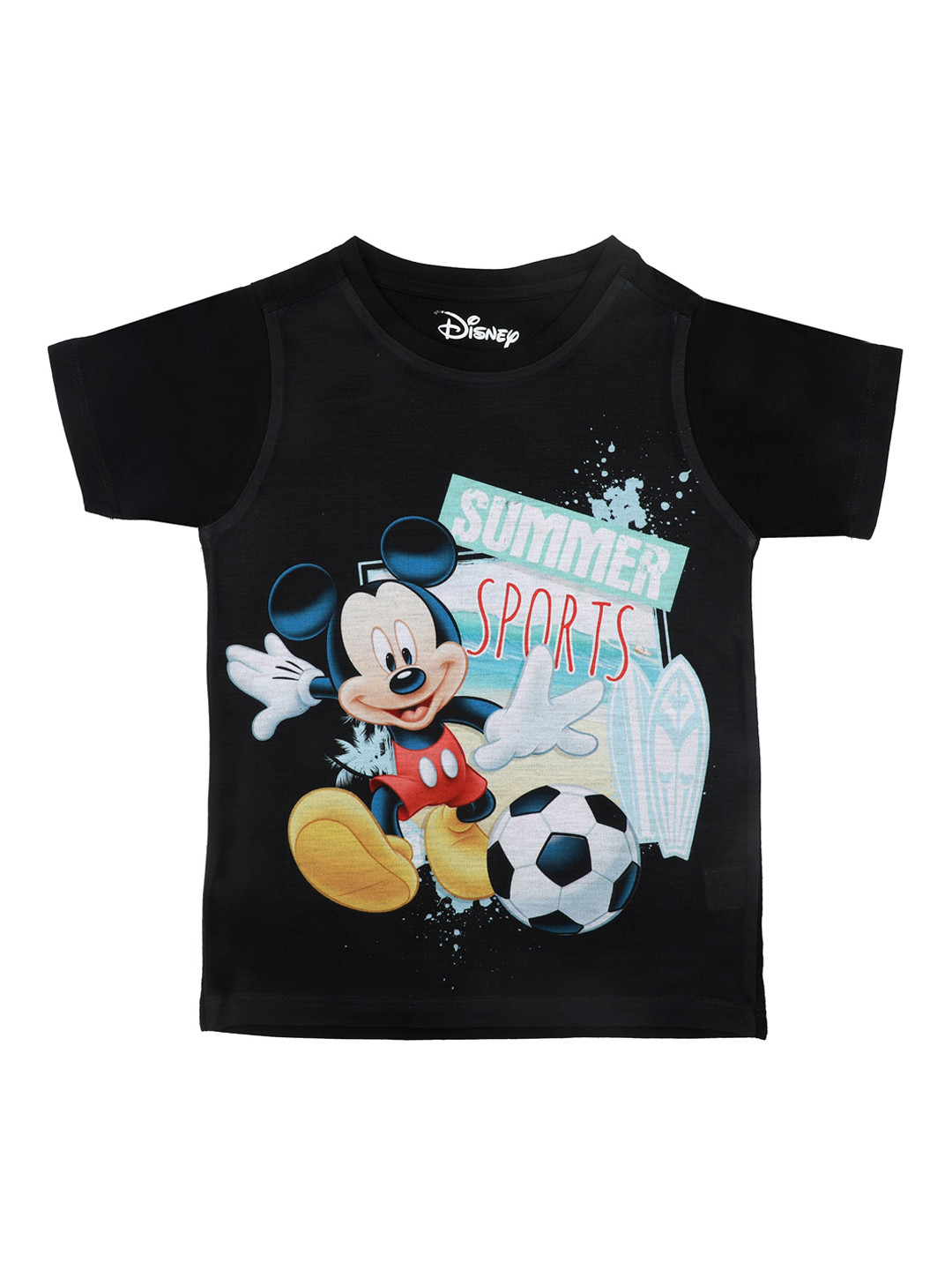 

Disney by Wear Your Mind Boys Black Mickey Mouse Printed Round Neck T-shirt