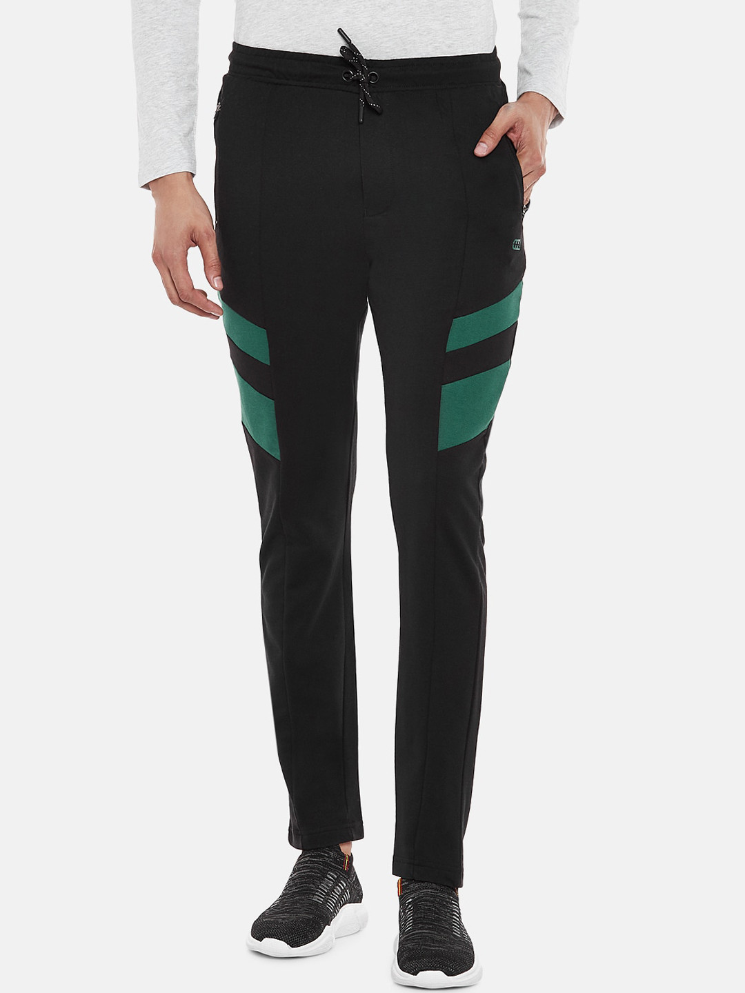 

Ajile by Pantaloons Men Black & Green Slim-Fit Track Pants
