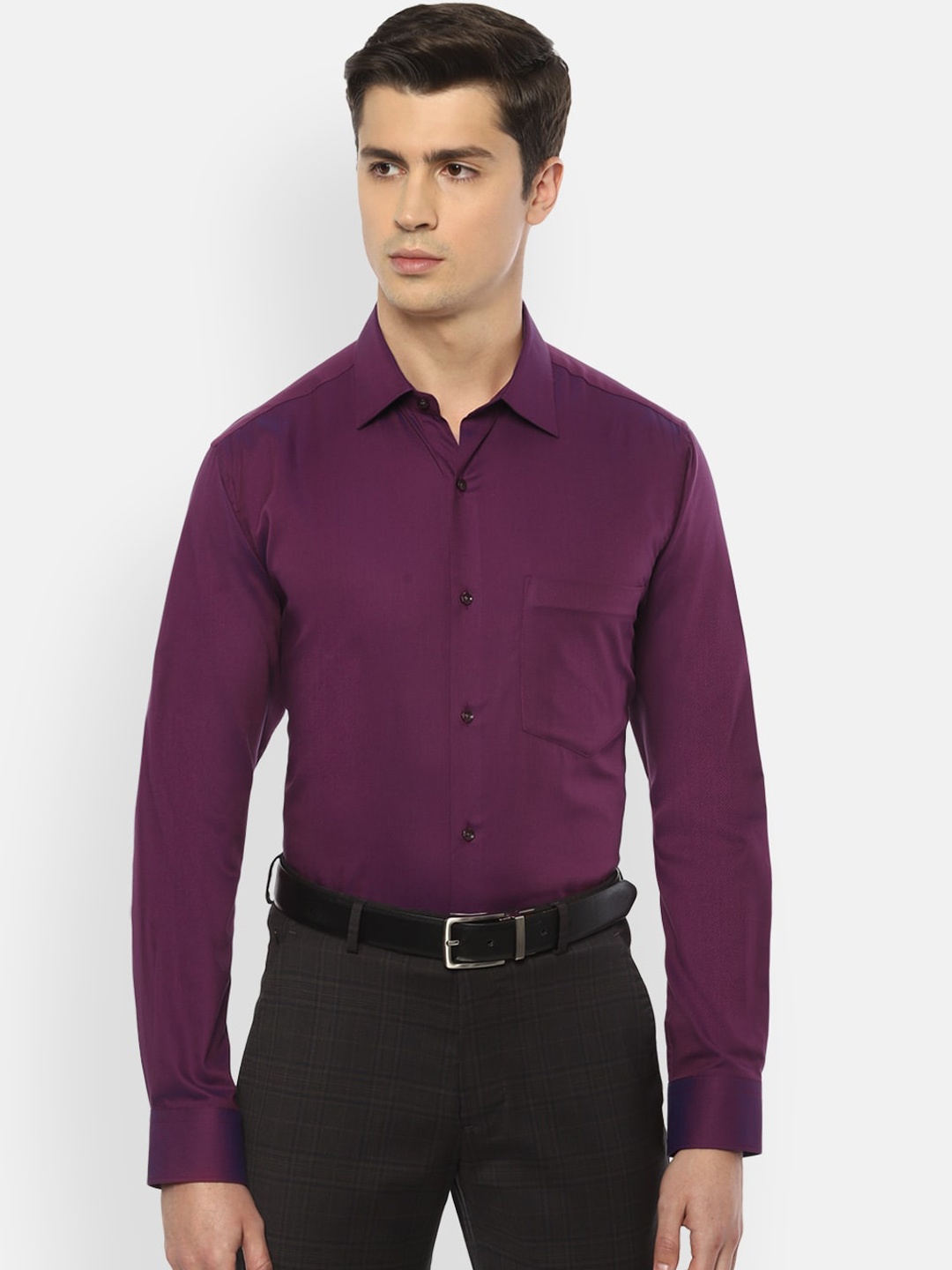 

Van Heusen Men Purple Regular Fit Solid Cotton Formal Shirt