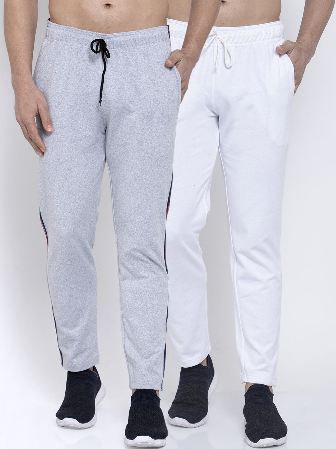 

NEUDIS Men Pack Of 2 Solid Structured Fit Track Pants, Grey melange