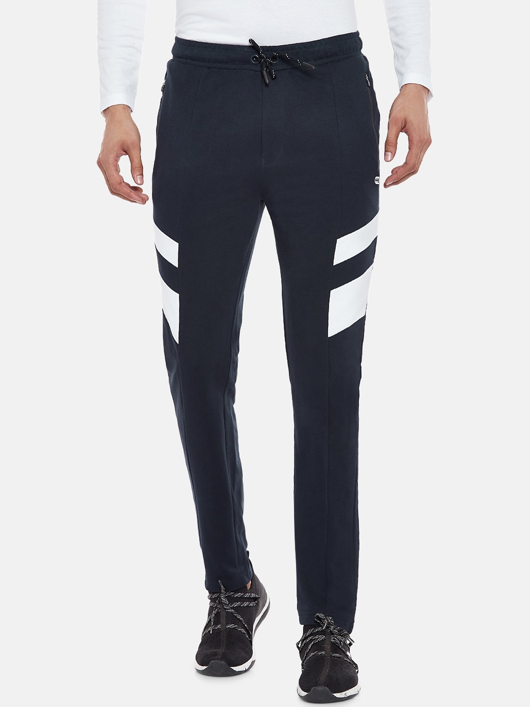 

Ajile by Pantaloons Men Navy Blue & White Solid Slim-Fit Track Pants