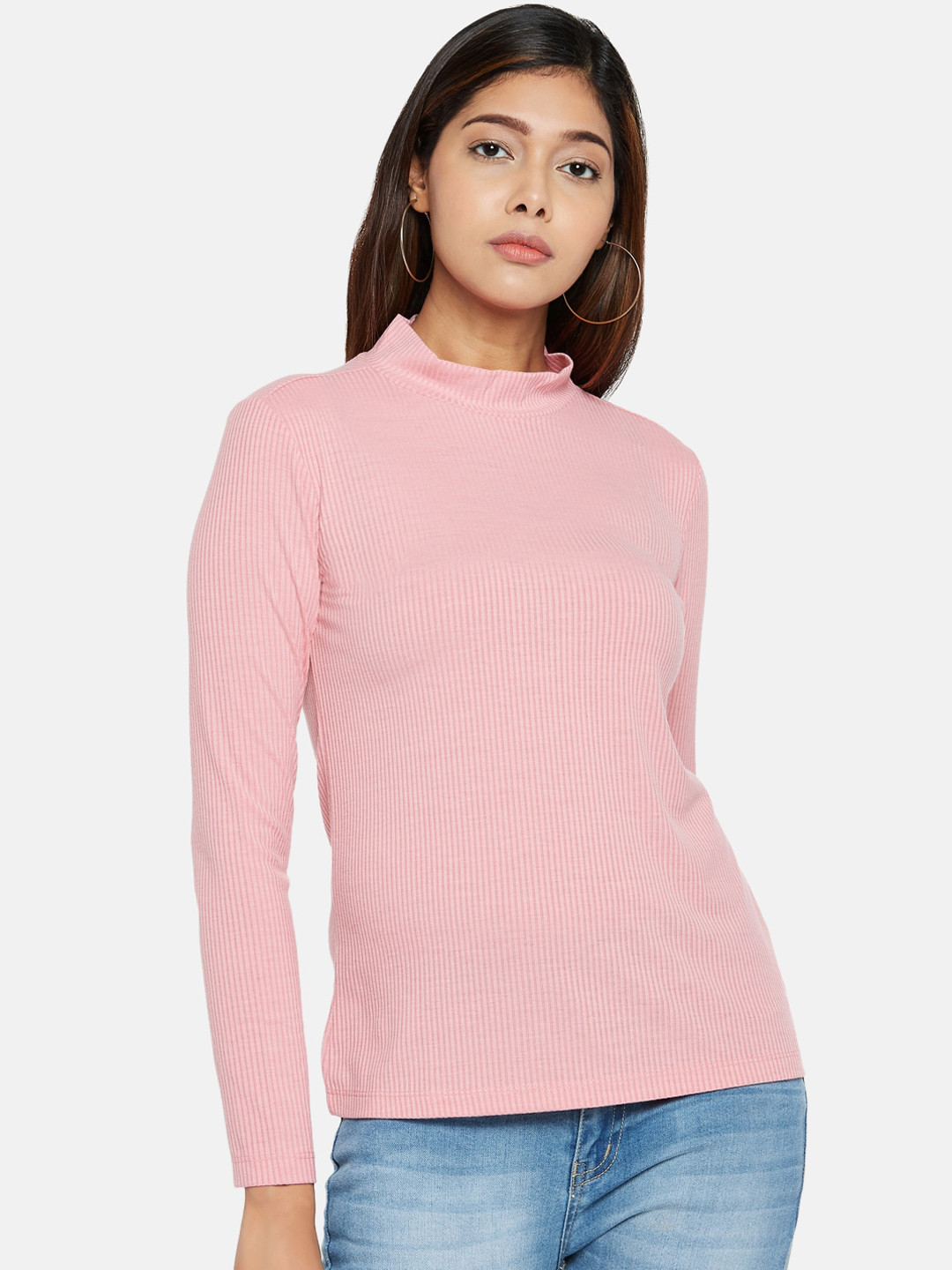 

Honey by Pantaloons Pink Knitted High Neck Top