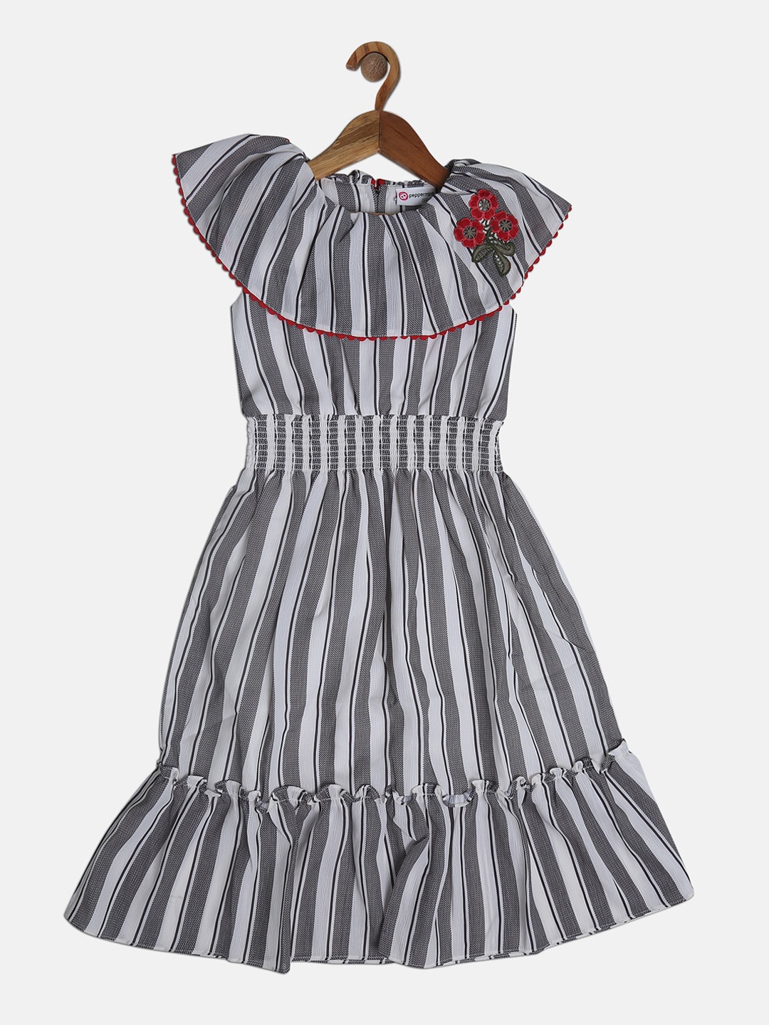 

Peppermint Girls Grey Striped Fit and Flare Dress