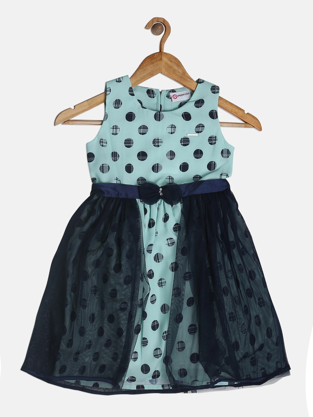 

Peppermint Girls Navy Blue Printed Fit and Flare Dress