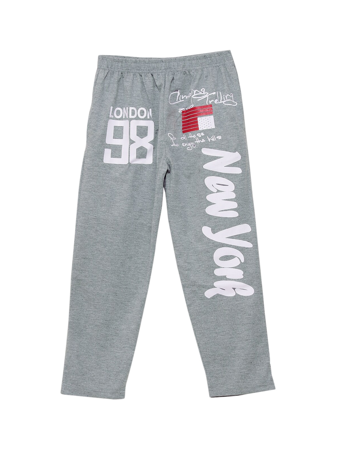 SWEET ANGEL Girls Grey Melange & White Solid Straight Fit Outdoor Track Pants
