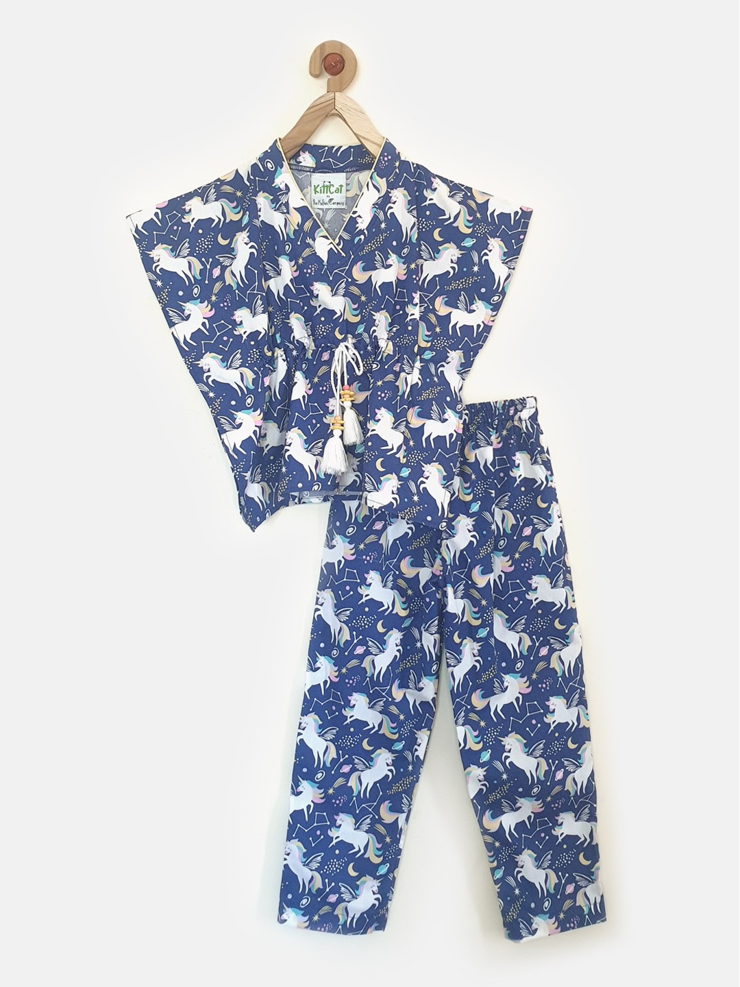 

fashion Girls Navy Blue & White Printed Night Suit
