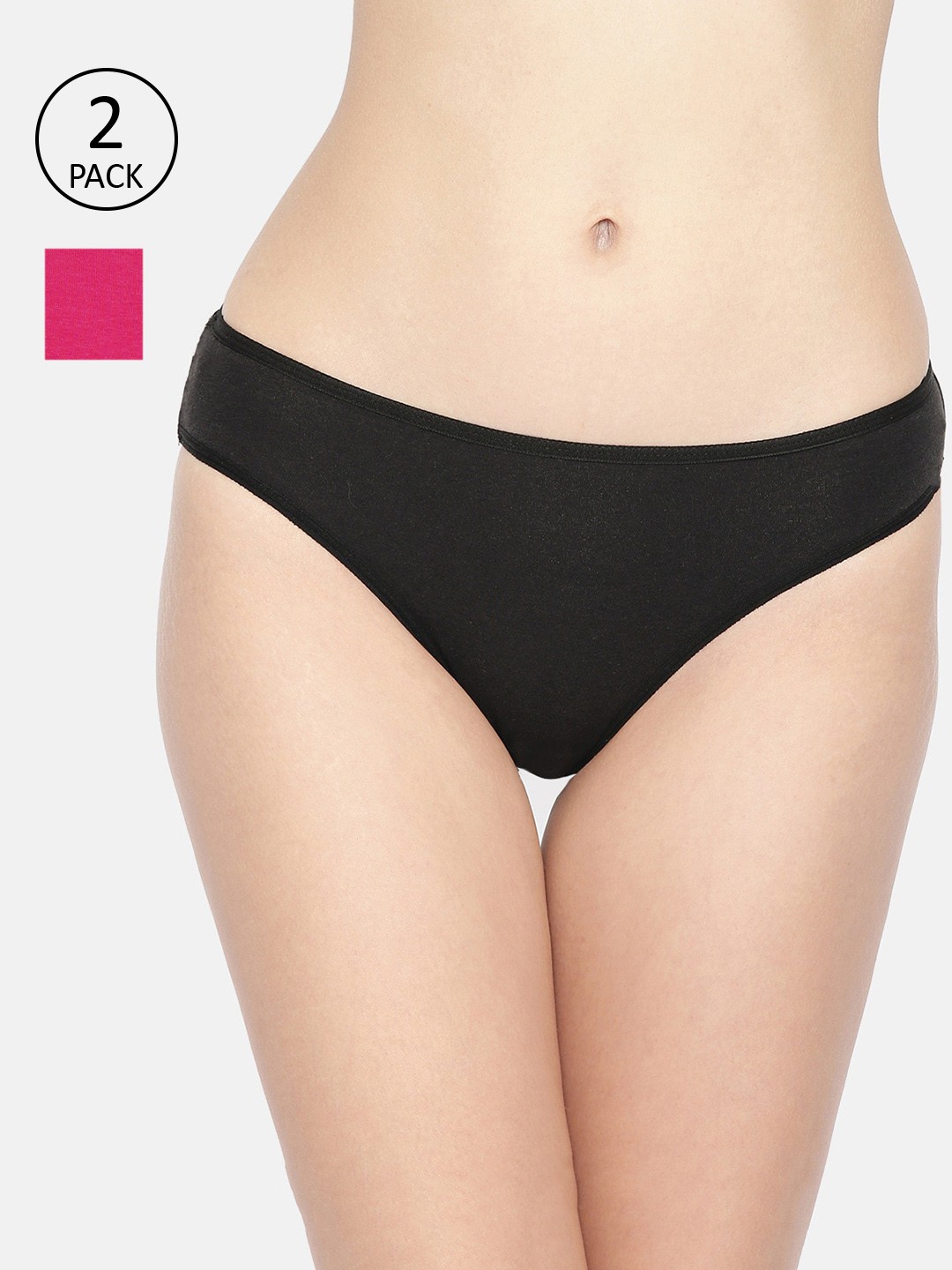 Inner Sense Women Pack Of 2 Solid Antimicrobial Sustainable Bikini Briefs IMPC004, Pink
