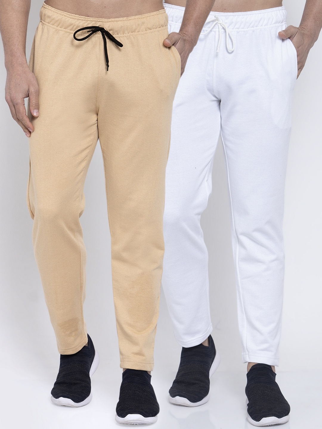 

NEUDIS Men Pack Of 2 Solid Structured Fit Track Pants, White
