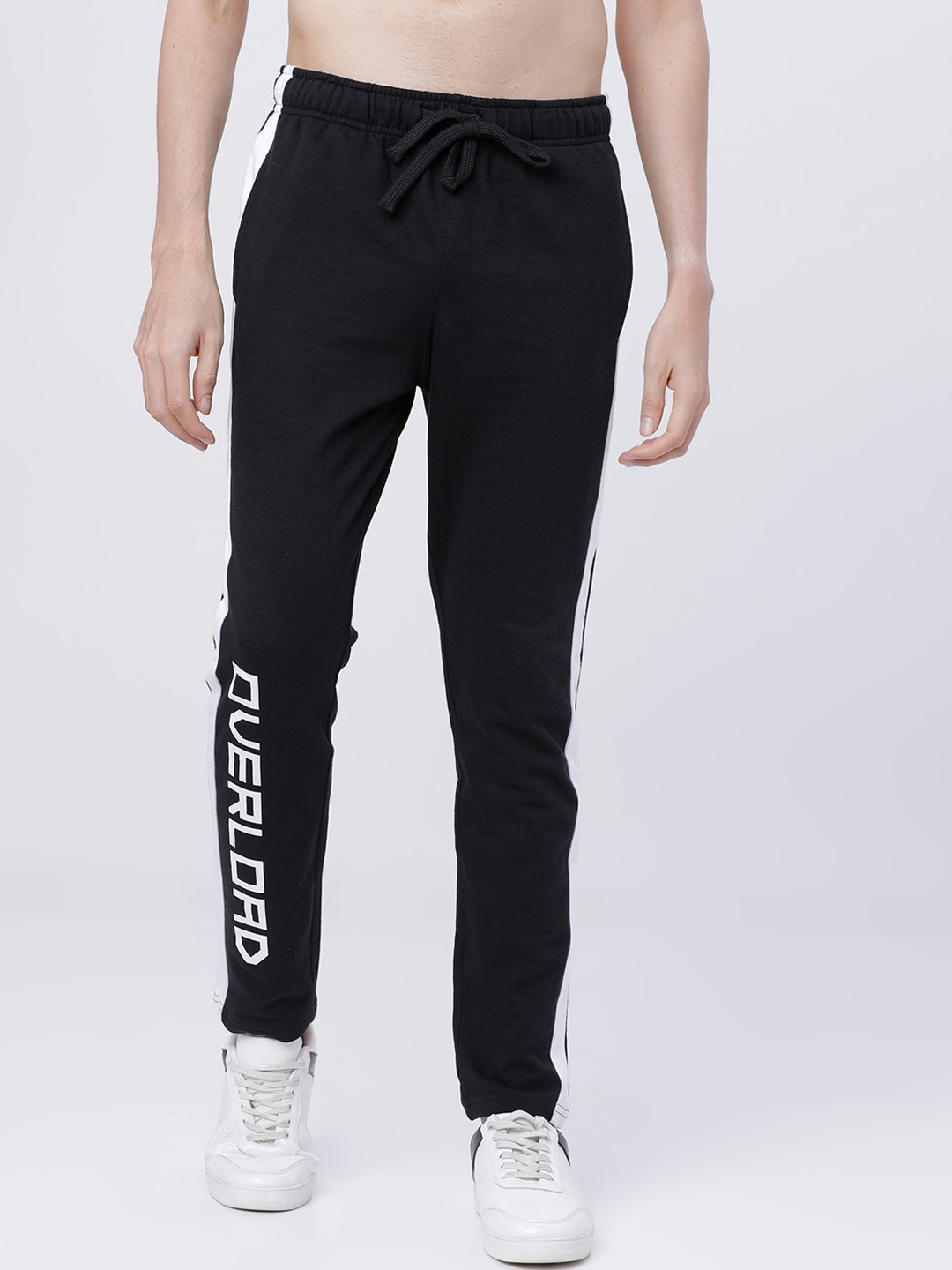 

HIGHLANDER Men Black & White Printed Slim-Fit Track Pants