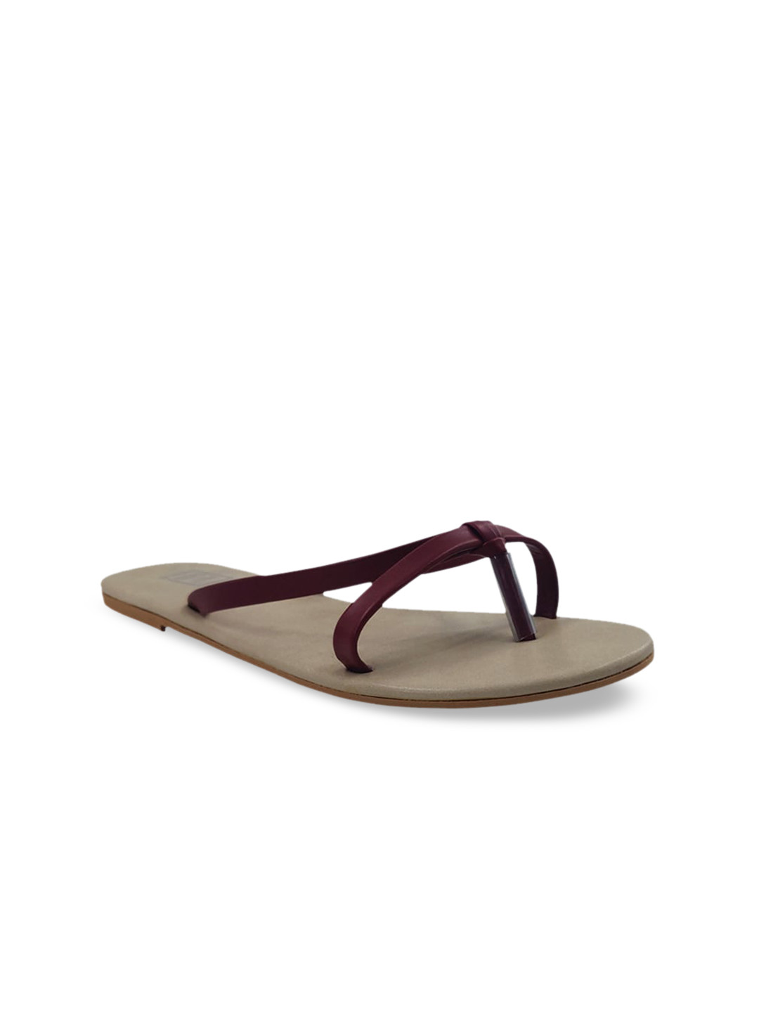 

POSTCARD Women Maroon & Beige Solid Open Toe Flats