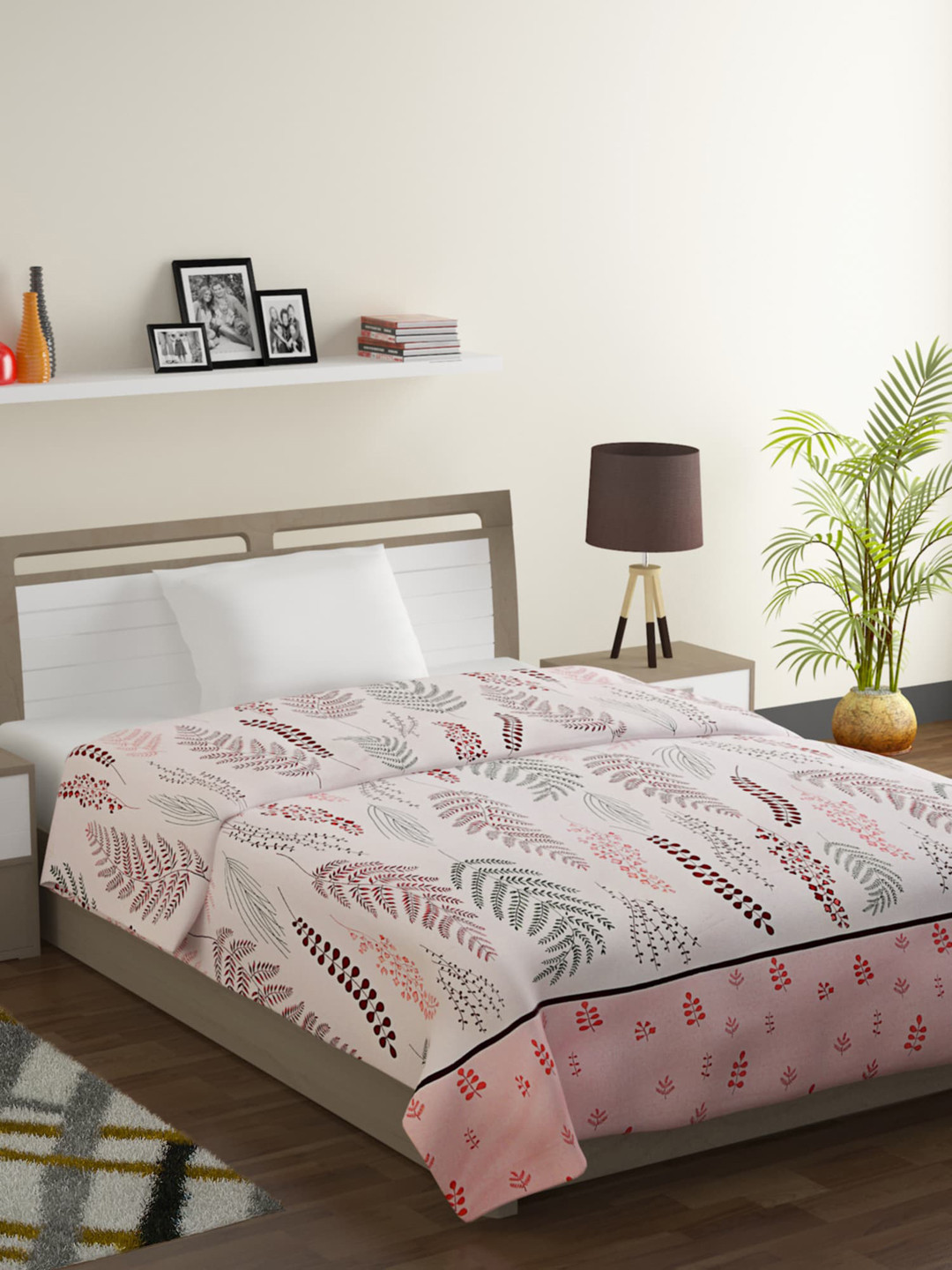 

SWAYAM Pink & White Ethnic Motifs Mild Winter 150 GSM Single Bed Comforter