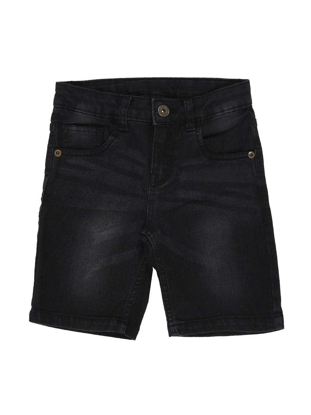 

Pantaloons Junior Boys Black Solid Regular Fit Denim Shorts