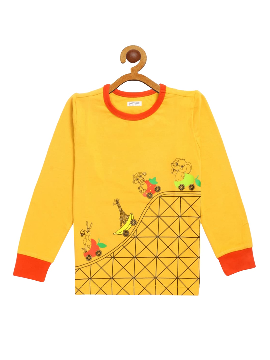 

LAdore Unisex Kids Yellow Printed Round Neck T-shirt