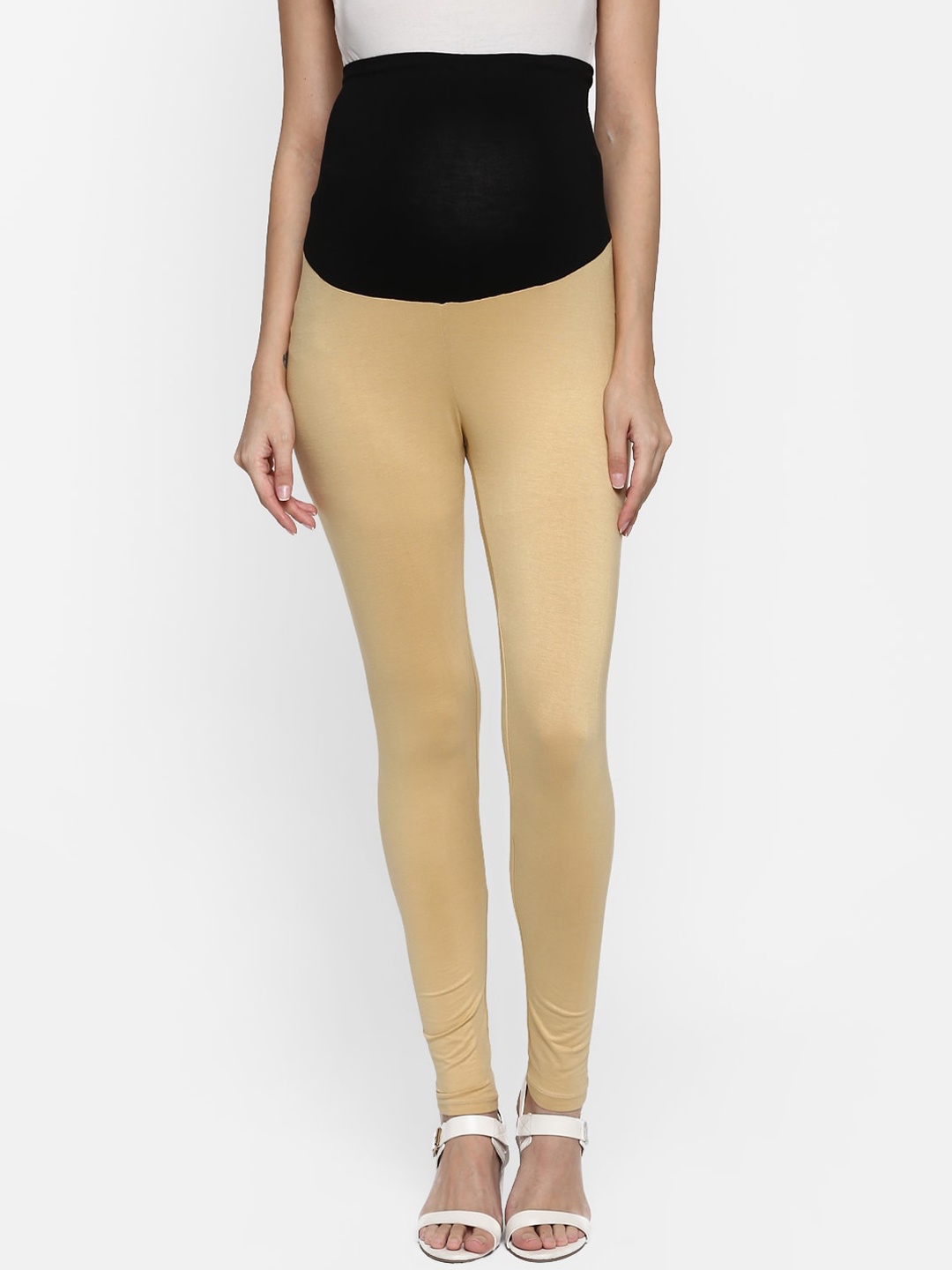 

Momsoon Maternity Women Black & Beige Colourblocked Ankle-Length Leggings