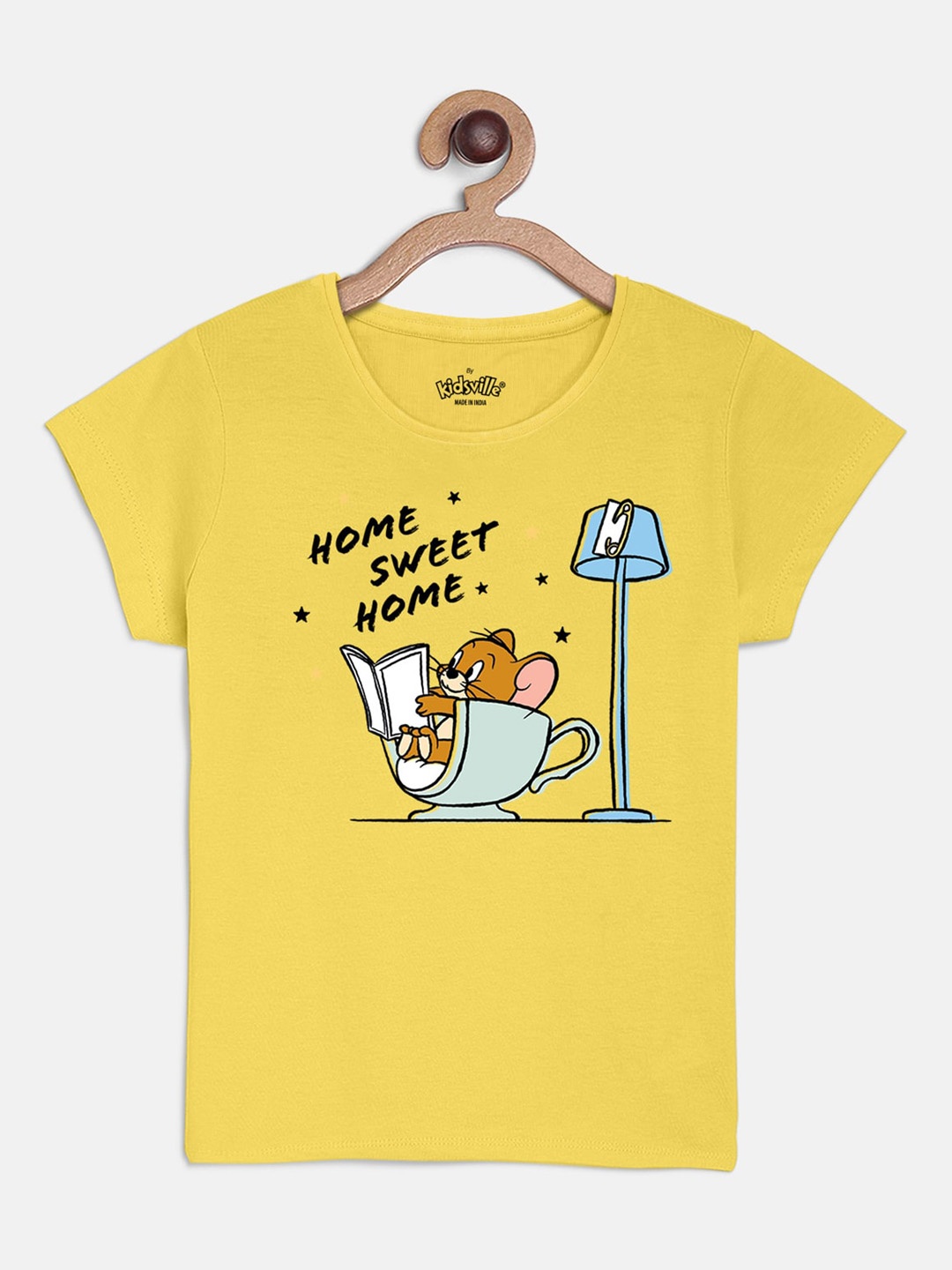 

Kids Ville Tom & Jerry Girls Yellow Print Round Neck T-shirt