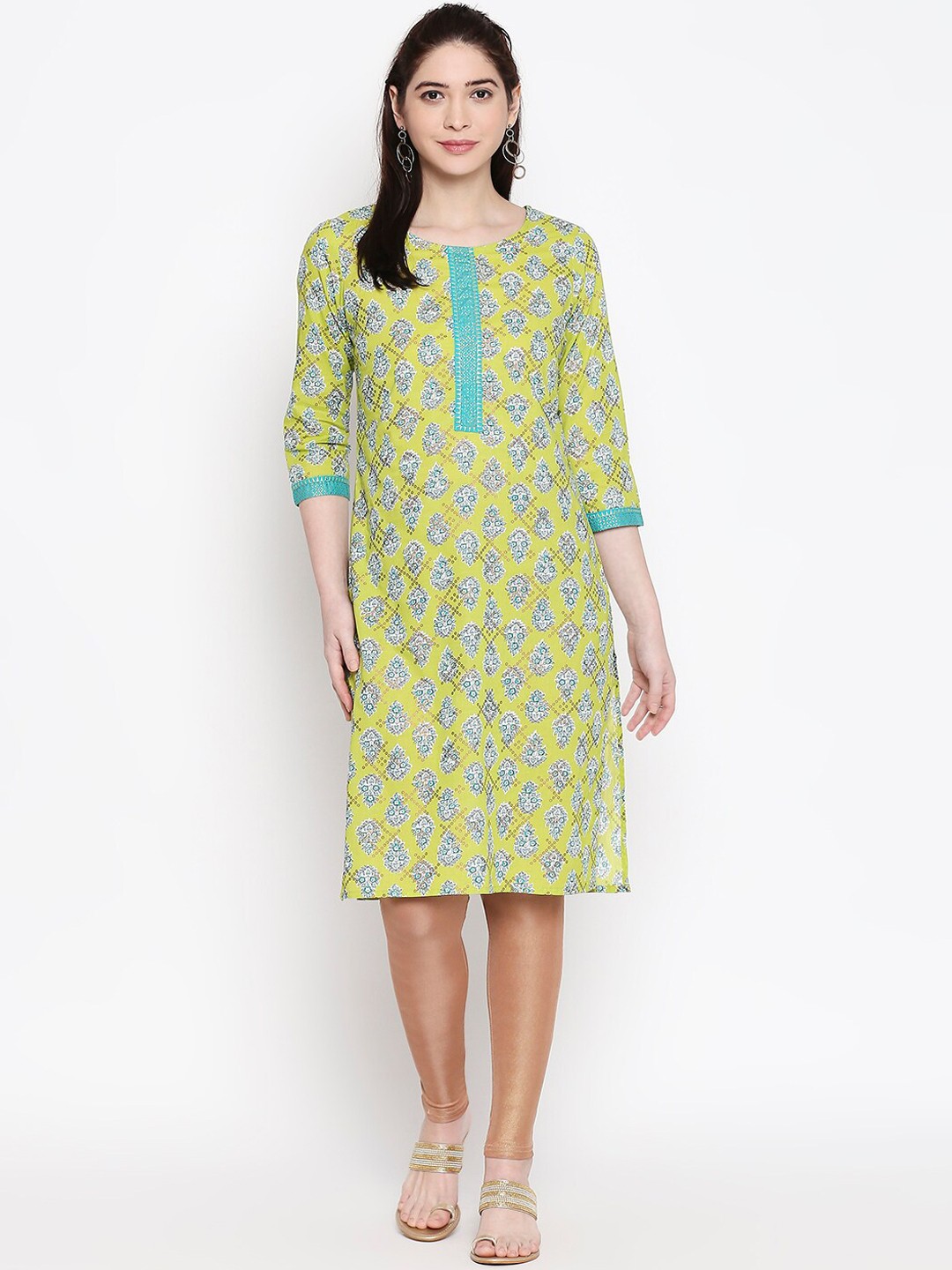 

RANGMANCH BY PANTALOONS Green Ethnic Motifs Printed Kurta