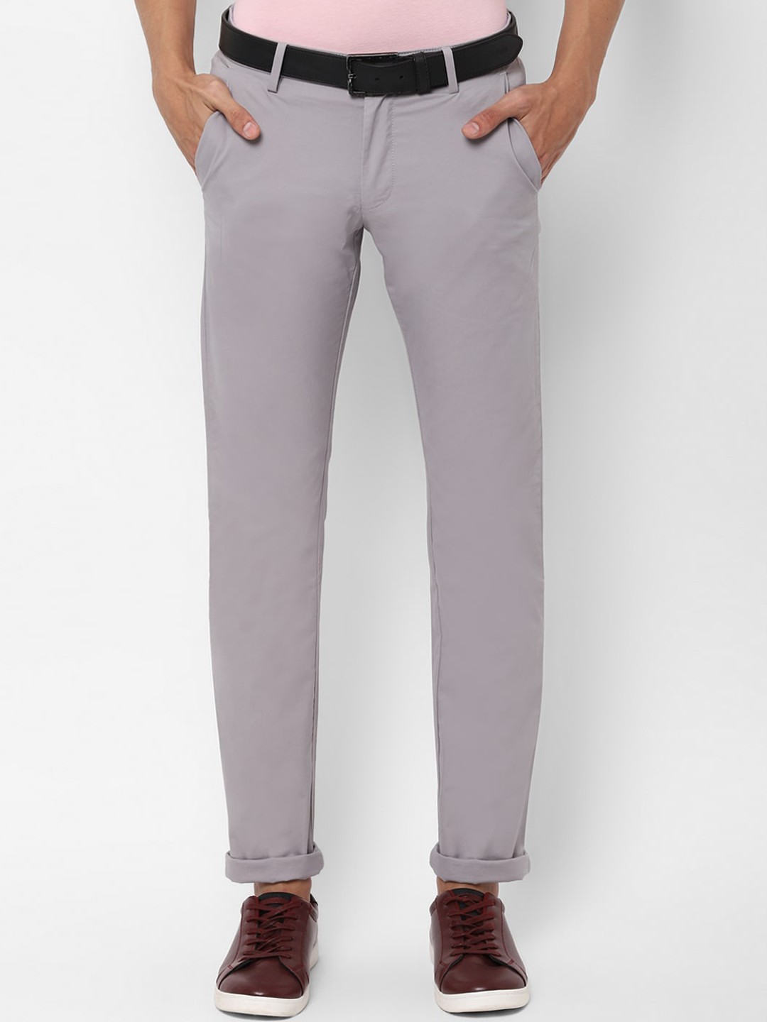 

Allen Solly Men Grey Slim Fit Solid Regular Trousers