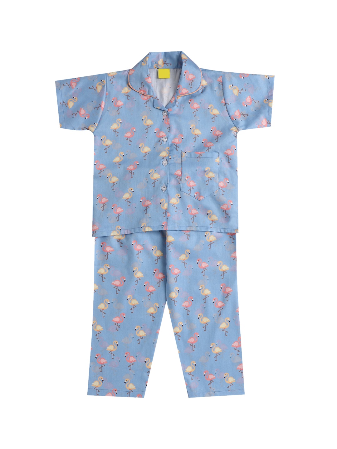 

The Magic Wand Girls Blue & Yellow Animal Printed Night Suit
