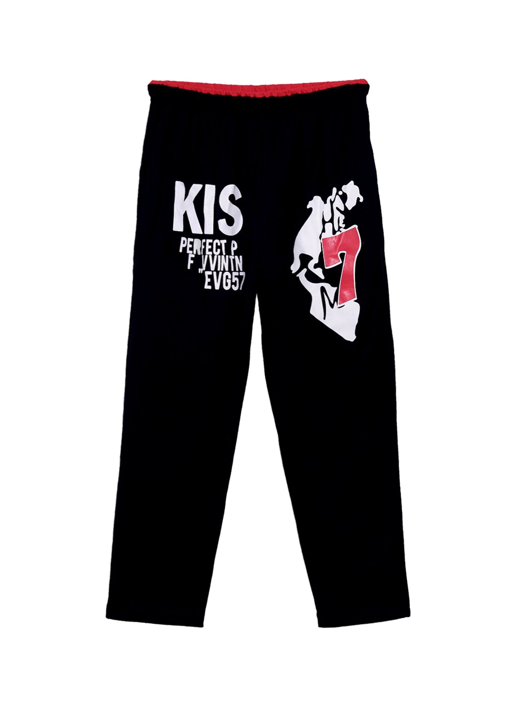 

SWEET ANGEL Girls Black Printed Straight-Fit Track Pants
